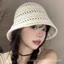 Mũ xô dệt kim rỗng thời trang mùa hè dành cho nữ ngoài trời Mũ chậu dệt kim vành rộng nhỏ Mũ chống nắng phù hợp thông thường