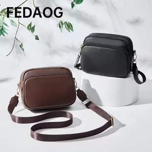 Túi đeo vai FEDAOG, Túi đeo chéo cà phê màu trắng đen có khóa kéo, Túi xách nữ đa chức năng bằng da PU nam nữ
