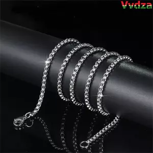 Vòng cổ bằng thép không gỉ VVDZA Tuyên bố màu bạc Hip Hop mát mẻ