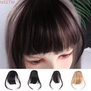 WEETW Bang Tóc Nối Dài, Tóc Giả Tổng Hợp Viền Nhọn Nổ, Phụ Kiện Tóc Tạo Kiểu Màu Đen Nâu Giả Nổ Nữ