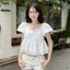 ÁO KIỂU BABYDOLL TRẮNG BÈO HAI LỚP THẮT NƠ XINH XẮN BL84 - Sammi botique - Hieuvy Botique