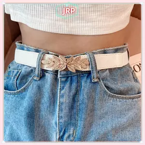 JRP Thắt Lưng Co Giãn Mỏng Trang Trí Co Giãn Qui Phát Hành Eo Chặt Mạ Vàng Lá Bule Nữ Đầm Thắt Lưng Quần Jean Thắt Lưng JRP