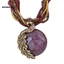 MIC _ Bohemian Nữ Kim Cương Giả Kẻ Sọc Con Công Tròn Giả Opal Mặt Dây Chuyền Vòng Cổ Quà Tặng