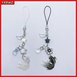 YRBWD Điện Thoại Đính Hạt Quyến Rũ, Dây Điện Thoại Di Động Đính Hạt Koi, Y2K Ngôi Sao Giọt Nước May Mắn Mặt Dây Chuyền Điện Thoại Túi Đựng Mỹ Phẩm