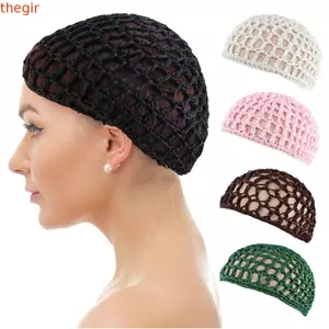 THEGIRL8B Lưới Tóc, Mũ Turban Dây Đeo Có Thể Điều Chỉnh Mũ Tóc Giả Màu Đen, Phụ Kiện Tóc Che Đầu Mũ Chemo Handmade Móc Tóc Ngáy Thường Ngày