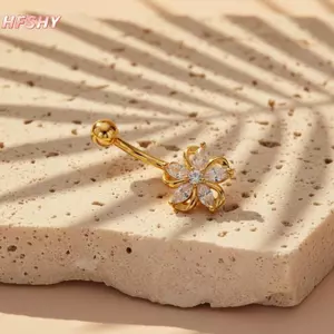 HFSHY Thép không gỉ cao cấp Dangle Bụng Nút Nhẫn Sáng Bóng Phai Màu Rốn Xuyên Cho Lễ Hội Carnival Trang Phục Trang Trí VN