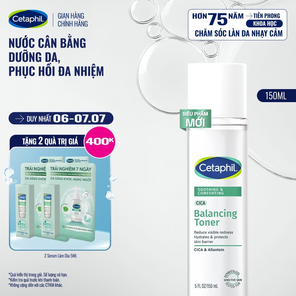 Nước cân bằng phục hồi và nuôi dưỡng da CETAPHIL Soothing & Comforting Cica Balancing Toner 150ml