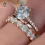 Bộ 3 Chiếc Nhẫn Zircon Pha Lê 5 Móng Vuốt Sang Trọng Cho Nữ Cưới Thời Trang Quyến Rũ Bộ Trang Sức Phụ Kiện Mới