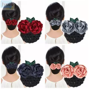 JVSUB Hoa Tóc Bun Giá Đỡ Có, Có Thể Tháo Rời Snood Hairnet Tóc, Mũ Đội Đầu Hoa Phụ Kiện Tóc Bun Bao Cho Ngân Hàng Khách Sạn Nhân Viên