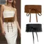 Thắt lưng Corset rộng JVSUB, Thắt lưng quấn giả da Boho, Thắt lưng PU màu đen cổ điển dành cho nữ