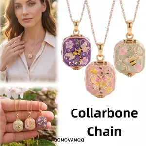Vòng cổ chuỗi xương đòn DONOVANQQ, Vòng cổ hoa mở và đóng thời trang, Mặt dây chuyền nữ vuông Bohemia sang trọng bằng đồng Bohemia Cô dâu