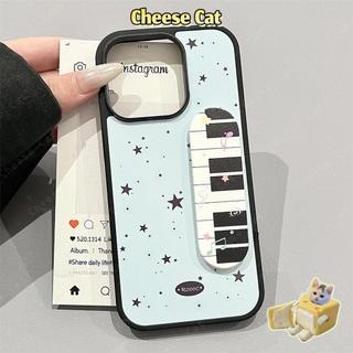 Phím Đàn Piano Đế Nhẫn Tiện Lợi Hương Đen Ốp Điện Thoại Da Cho iPhone 14 16 15 13 12 11 17 Pro Max 7 Plus Xs Max XR
