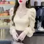 Mùa thu đông 2026 Áo sơ mi dệt kim cổ chữ V phong cách Pháp Thiết kế thích hợp Slim-fit Nhẹ nhàng Phong cách phương Tây thon gọn hơn có thể mặc bên trong bên ngoài dài-