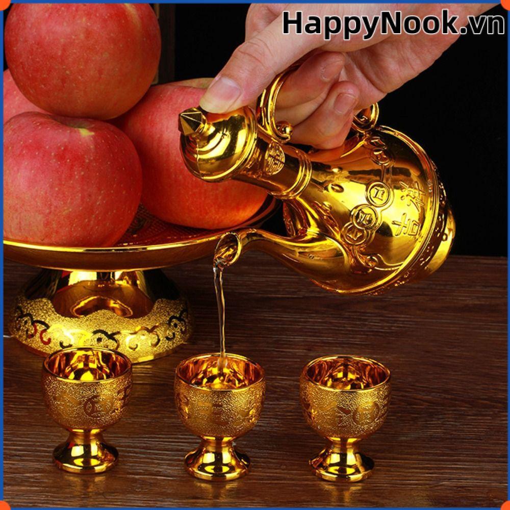 HAPPYNOOK Golden Temple Cup, Ấm trà trang trí gia đình, Kính rượu vang cổ điển trang trí cổ điển