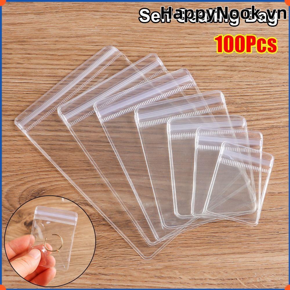 HAPPYNOOK 100 Chiếc Khóa Zip Chống Bụi, Tự Niêm Phong, Nhựa PVC Bền Trong Suốt, Bao Bì Quà Tặng, Túi Bảo Quản