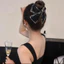 Audrey Hepburn Kẹp Kim Cương Giả Nơ Tóc Nữ Đầu Lưng Tóc Ngọc Trai Cá Mập Kẹp Nửa Miếng Tóc Mũ Đội Đầu KX8O