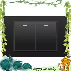 Công tắc điện treo tường Bảng kính cường lực 2 Gang 2 chiều 118mm X 72mm Nút cơ Công tắc đèn đen 2gang 2way