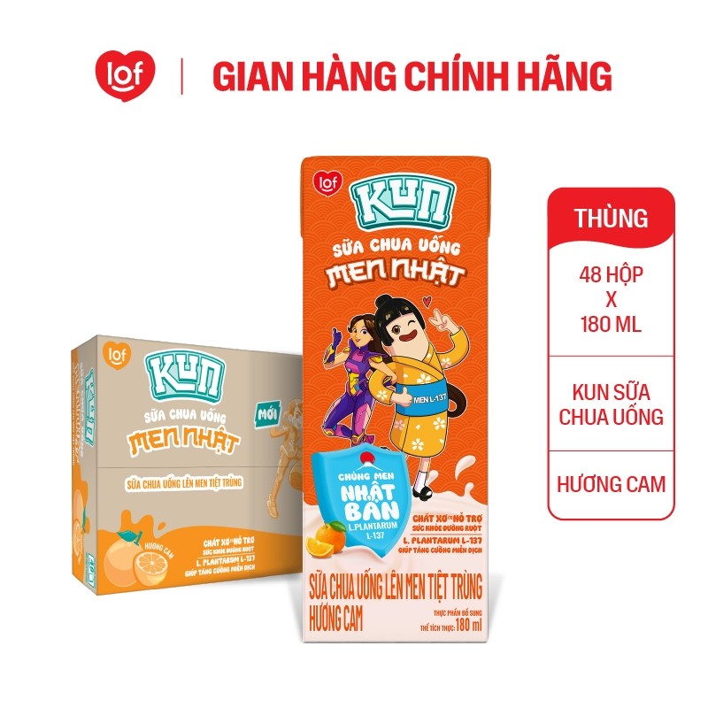 [Livestream KOL] Sữa chua uống KUN thùng 48 hộp x 170ml/180ml chọn vị