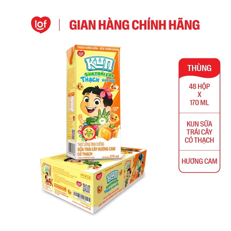 [Giá tốt trong Live] Đủ vị sữa KUN Thạch 1 thùng 48 hộp x 170ml