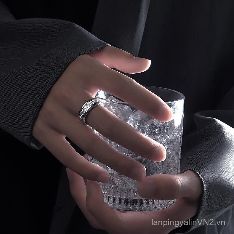 Nhẫn cacbua vonfram nam, Nhẫn ngón tay cái bằng thép không gỉ titan nam màu bạc, Dây đeo đám cưới bạc cho nam, hứa hẹn thoải mái, Nhẫn đính hôn không gây dị ứng f