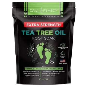 DAILY REMEDY EXTRA STRENGTH Dầu cây trà ngâm chân w / Muối Epsom Sản xuất tại Mỹ Móng chân, vận động viên, Ngứa Mùi hôi Vết chai móng chân & Làm dịu vết loét Mệt mỏi