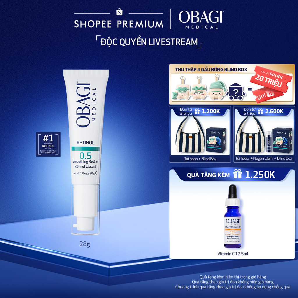 Kem Dưỡng Làm Mờ Nếp Nhăn & Làm Đều Màu Da Obagi Retinol 0.5 (28g)