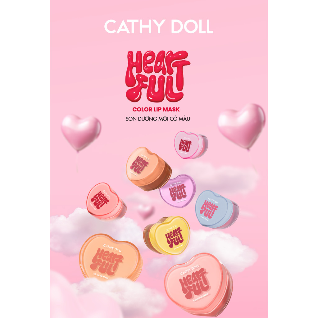 Son Dưỡng Môi Có Màu CATHY DOLL HEARTFUL COLOR LIP MASK Tan Đều Trên Môi, Giúp Dưỡng Ẩm Sâu Làm Giảm Khô Nứt 7g