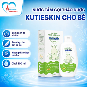 Nước tắm Kutieskin, Nước Tắm Gội Thảo Dược , Sữa Tắm Cho Bé - Ngừa Rôm Sảy, Mẩn Ngứa, Mụn Nhọt, Viêm Da Cho Bé