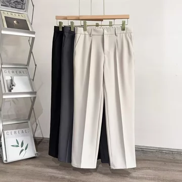 quần tây nam quần tây nam ống rộng Quần ống rộng màu đen Quần nam mùa thu đông thẳng dáng rộng cỡ lớn Drape phù hợp với quần phong cách Hồng Kông dài bé trai