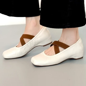 (Size 34-40) Da Thật Chính Hãng Giày Cao Gót Nữ Mũi Vuông Giày Nữ Giày Cao Gót Nữ Da Mềm Giày Cao Gót Thời Trang Giày Nữ Hot Giày Màu Trơn Mary Jane Giày Đen