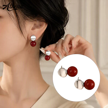 TẠI| Bông Tai Hạt Tòn Ten Thoải Mái Không Kích Ứng Bông Tai 1 Đôi Hạt Tròn Bông Tai Dành Cho Nữ Tối Giản Đĩa Bạc Trang Sức Nhẹ Sang Trọng Mặc Cho Đông Nam