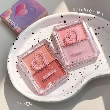 Hai miếng kem má hồng bột, bóng nước, sức sống, phấn má hồng, đa năng, mắt và má, độ bóng cao, màu sắc mở rộng, tự nhiên và trong suốt, phấn má hồng