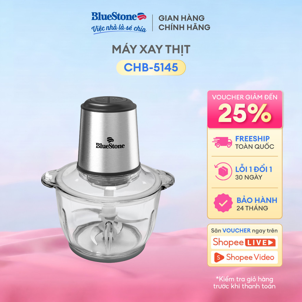 Máy Xay Thịt BlueStone CHB-5145 | 2 Lít – 350W – 2 Lưỡi Dao Kép | Cối Thủy Tinh – Xay Mạnh, An Toàn