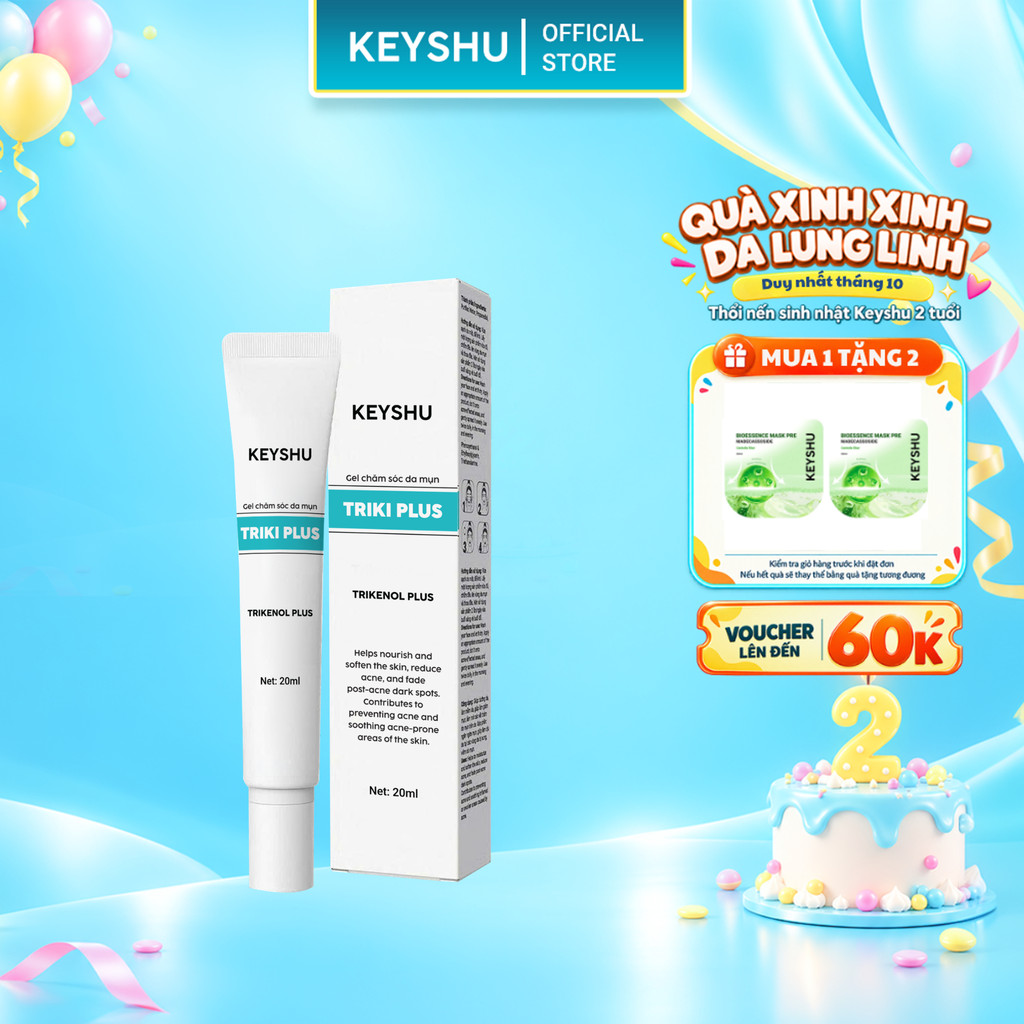[TẶNG 2 MIẾNG TRÀM TRÀ] Gel Chấm Mụn Triki Plus KEYSHU Hỗ Trợ Giảm Mụn, Gom Cồi, Giảm Sưng Viêm Và Mờ Thâm Mụn Nhanh20ml
