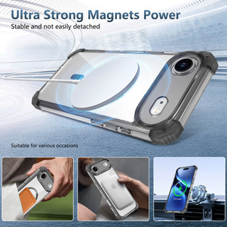 Dành Cho iphone 17 Air Case Mặt Sau Trong Suốt Từ Tính Chống Sốc Cấp Quân Sự Bảo Vệ Không Khí Góc Mỏng Vỏ Điện Thoại