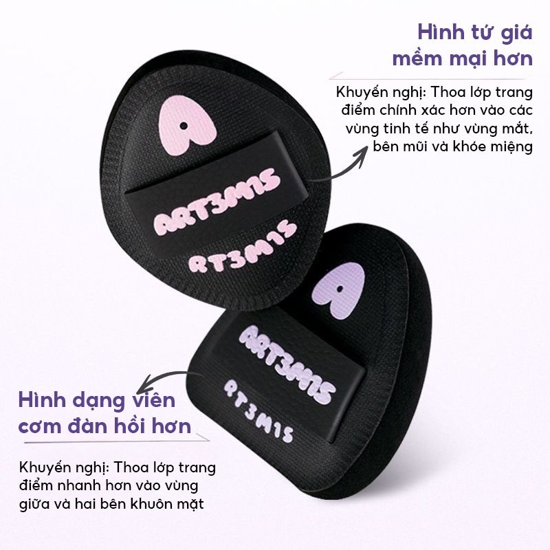 [KÈM HỘP ĐỰNG] Bông mút ART3M1S trang điểm đánh nền phủ phấn siêu mềm không hút nền kèm hộp đựng