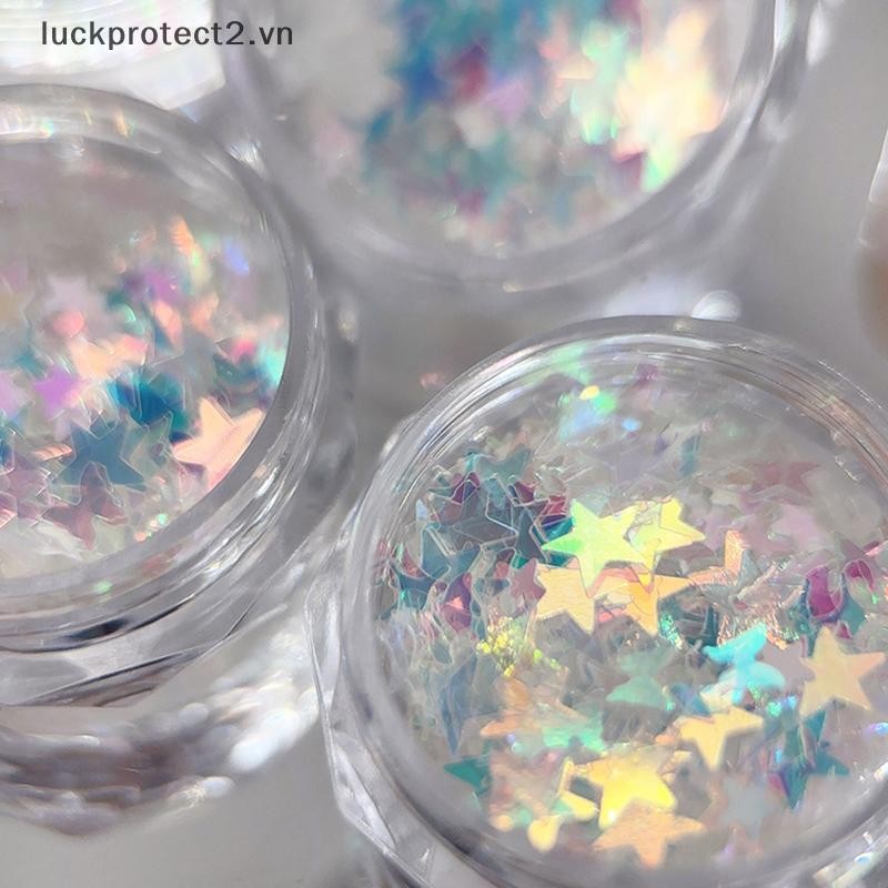# luckpro # 1Box Nail Art Siêu Lấp Lánh Kim Sa Lấp Lánh Hình Ba Chiều Phía Bắc Móng Tay Nghệ Thuật Kim Sa Lấp Lánh Đèn Laser Flakes Sticker Phụ Kiện DIY Làm Móng Tay.