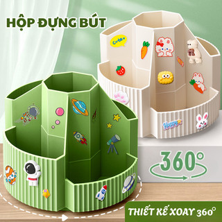 Hộp Đựng Bút Xoay 360 Độ Đa Năng, Hộp Bút Để Bàn Học, Bàn Làm Việc Dễ Thương Chia Ngăn Tiện Lợi