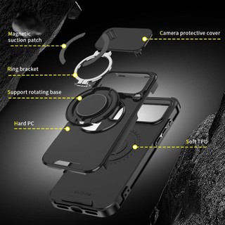 360°Ốp Nhẫn Xoay Được Cho iPhone 16 Pro Max 15 Pro Max 14 13 12 11 Pro 15 Plus 17 Pro Max Có Chân Đế Bảo Vệ Camera Len Vỏ Cứng Chống Sốc