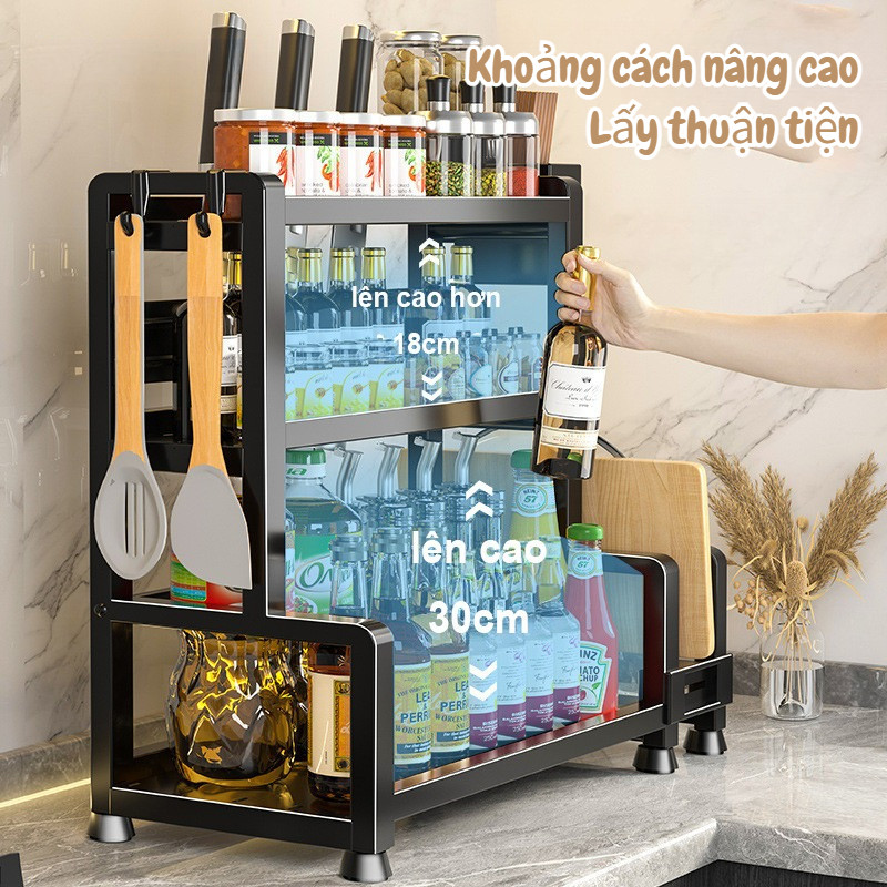 Kệ đựng gia vị nhà bếp 2 và 3 Tầng, Kệ hũ gia vị, Có thể để bát đũa dao thớt, Giải Pháp Lưu Trữ Và Đựng Gia Vị Hiệu Quả