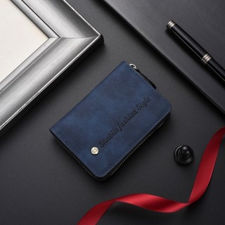 Da PU Phong Cách Ngắn Nam Ví Đơn Giản Nhiều Thẻ Hộp Đựng Thẻ Ngân Hàng Dây Kéo Tiền Mặt Ví Đựng Tiền Xu