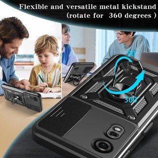 Ốp Điện Thoại Cho ZTE nubia Neo 2 Neo 3 Neo3 5G Thời Trang Kim Loại Giáp Vòng Chân Đế Đẩy Kéo Camera Chống Sốc Vỏ Bảo Vệ Vỏ Cứng