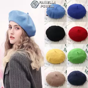Mũ len nồi baggy cho bé gái, thiết kế phẳng, màu đơn giản
