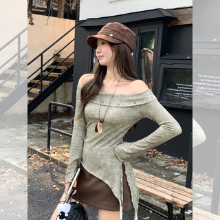 Áo Thun Dài Tay Một Vai Không Đều Phối Slim Fit Cho Mùa Thu Đông
