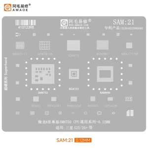 Amaoe SAM21 CPU RAM BGA Reballing Stencil Bản mẫu cho Samsung S25 Ultra S25Ultra S25 + SM8750 PM8550VE 8550VS WCN7851 MAX77775P
