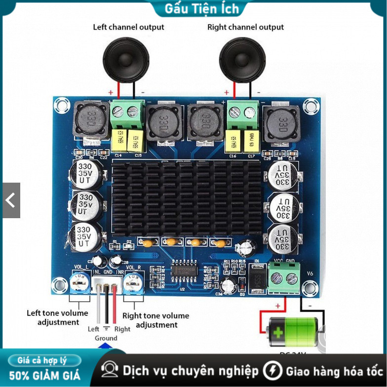 Bảng khuếch đại âm thanh chuyên nghiệp TPA3116D2 - Công suất 2x120W mạnh mẽ, âm chất tinh tế