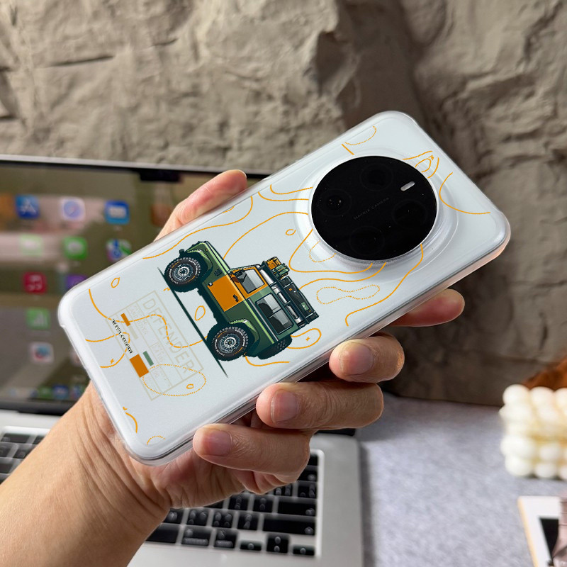 Ốp điện thoại cứng xe SUV địa hình Micro Matte Half Wrap cho Honor Magic 8 / 7 Pro 6 5 Honor 300 Pro 200 90 GT Pro Huawei Mate 70 Mate 60 Pro Mate 50 Mate 40 Ốp Honor chống sốc