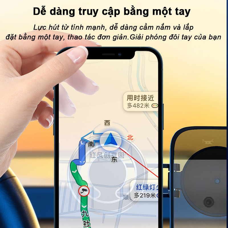 iá Đỡ Điện Thoại Từ Tính 360° Rotatable – Hút Mạnh, Cố Định Chắc, Gắn Taplo Xe Hơi Cho iP16Pro Max/15/14