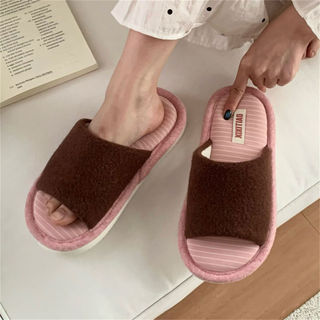XIXITIAO Dép bông nam nữ phong cách đơn giản mùa thu đông, cổ điển, thoải mái để ở nhà