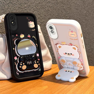 Ốp Lưng Cho Redmi 9a xiaomi Redmi 9 Vỏ Điện Thoại Vỏ Mềm Silicon Chống Sốc Thiết Kế Mới Thẩm Mỹ Xoay Gương Gấu Dễ Thương Có Giá Đỡ JTXXZJ01